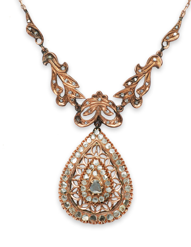 A diamond necklace in the Victorian style