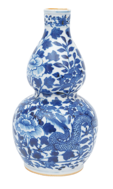 Kalebassen-Vase mit Blaumalerei