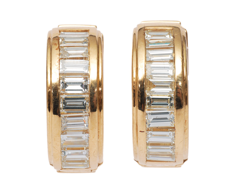 A pair of diamond earrings