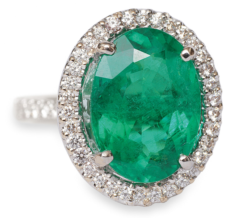 A high-value emerald diamond ring