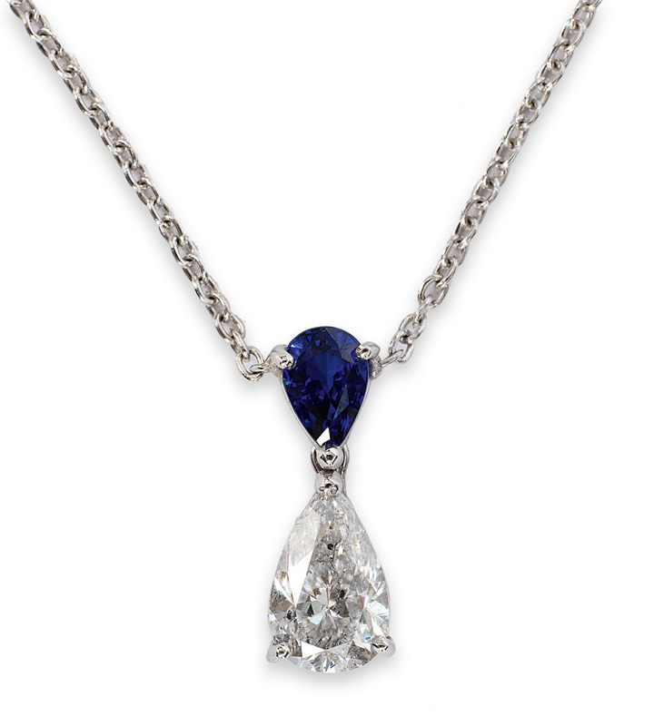 A diamond sapphire pendant with necklace