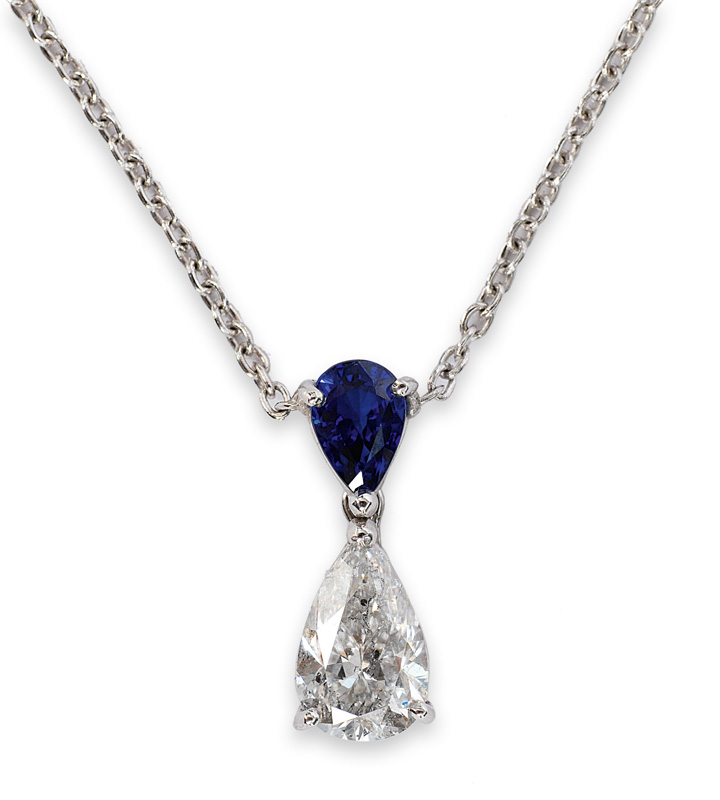 Diamant Saphir Anhänger mit Kette