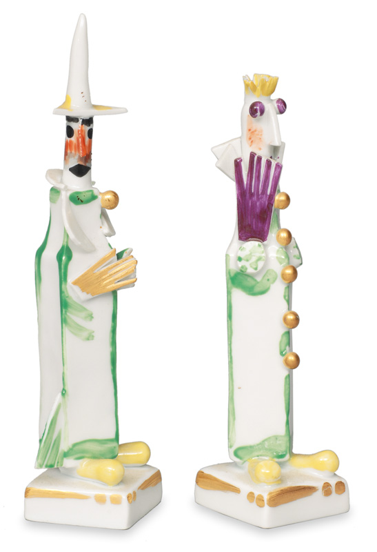 A pair of two modern figurines "Clowns"