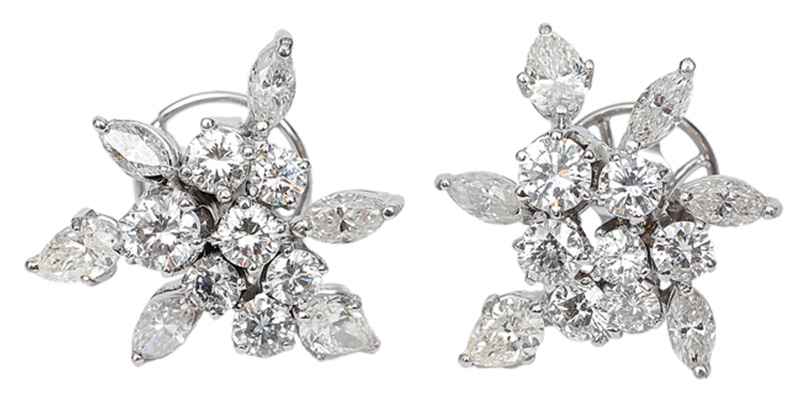 A pair of flowershaped diamond earstuds