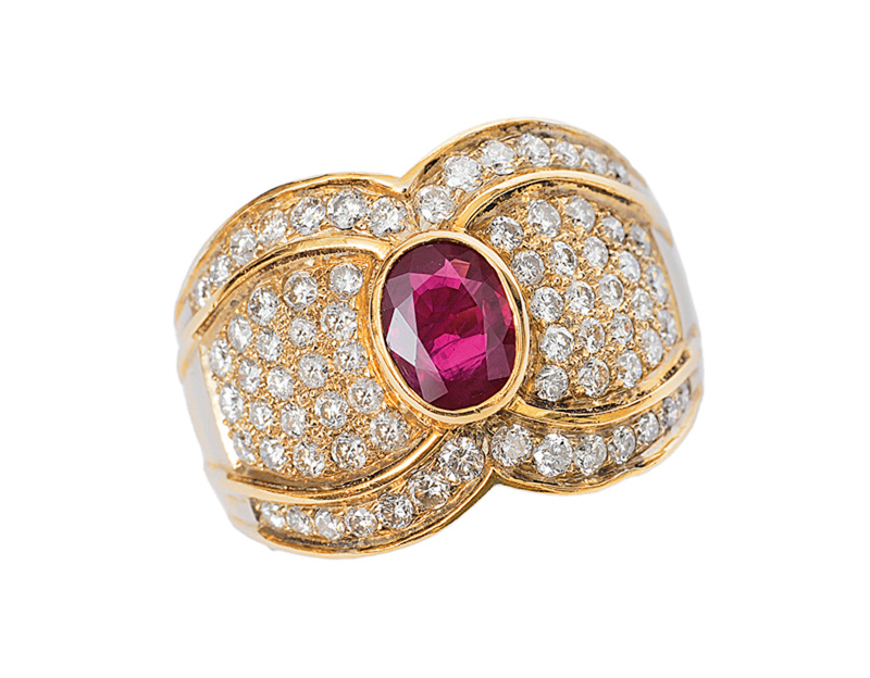 A ruby diamond ring