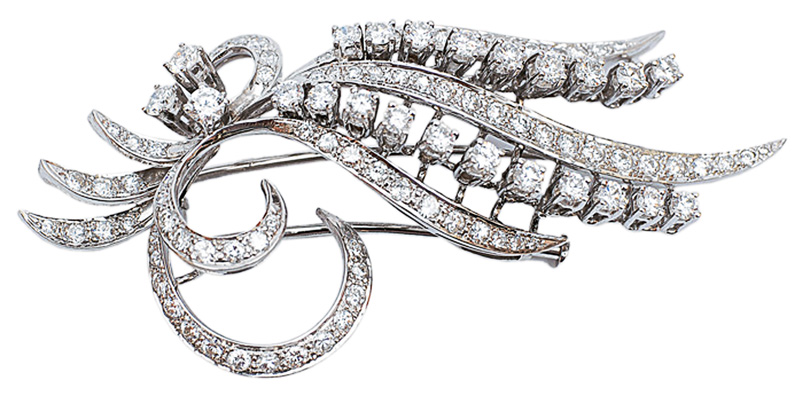 A flower brooch with diamonds