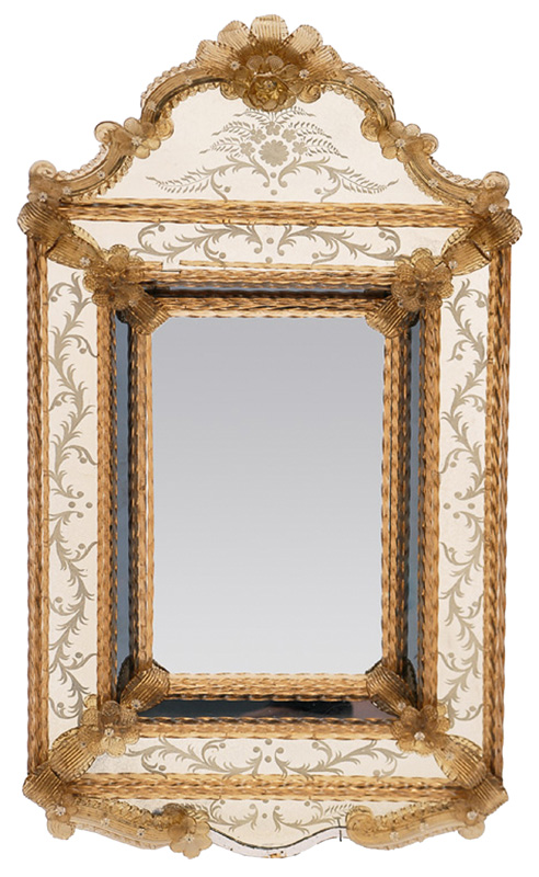 A large, splendid Murano glass mirror