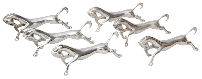 Gebrüder Deyhle, gegr. 1820 in Schwäbisch Gmünd - A set of 6 knife rests in the shape of a horse A set of 6 knife rests in the shape of a horse