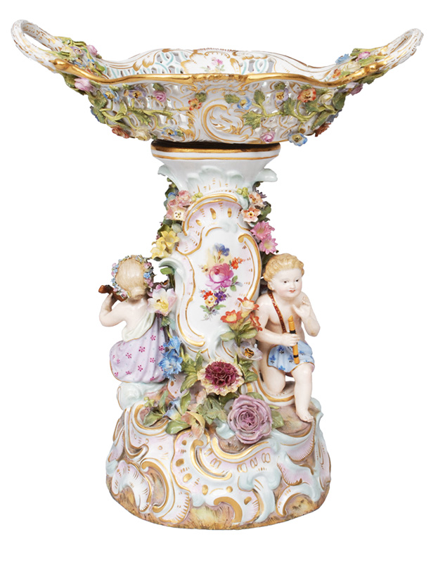 A centre piece with putti playing music