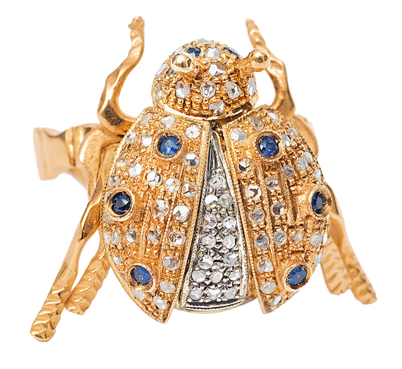 A diamond sapphire ring "Lady bug"
