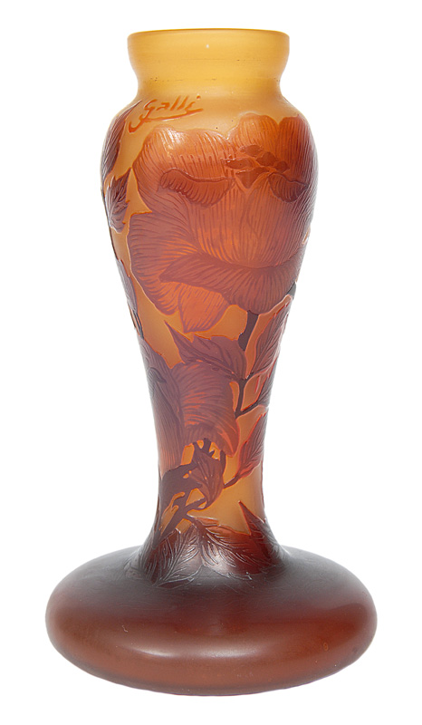 A small Art Nouveau vase with roses