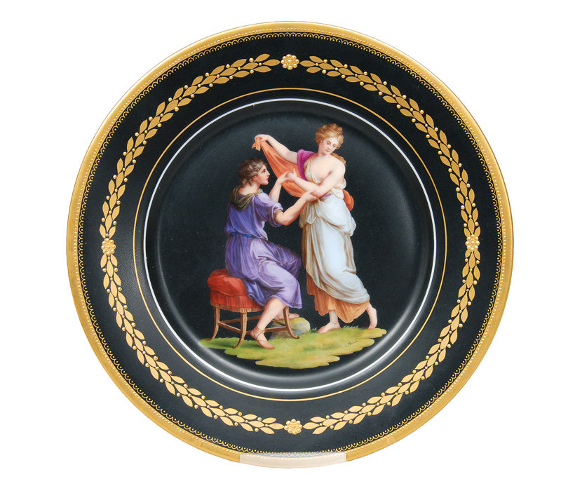 A plate with mythological scene on black ground