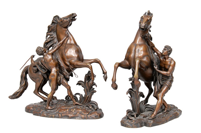 A pair of bronze figures "Marly horses"