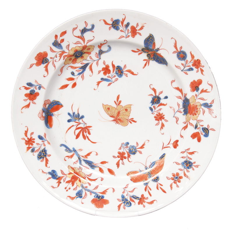 An Imari plate with butterflies