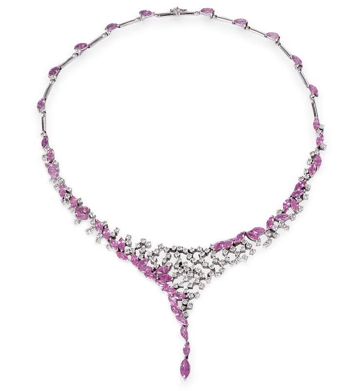 A splendid, fine sapphire diamonds necklace