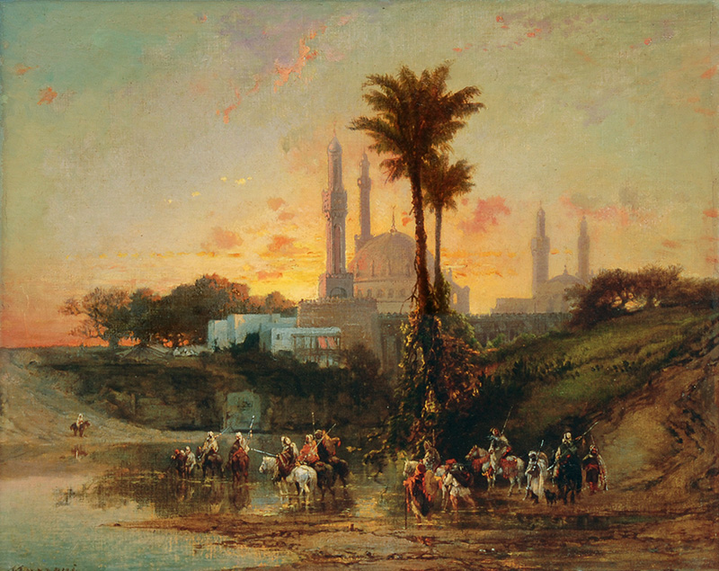 Sonnenuntergang in einer orientalischen Stadt