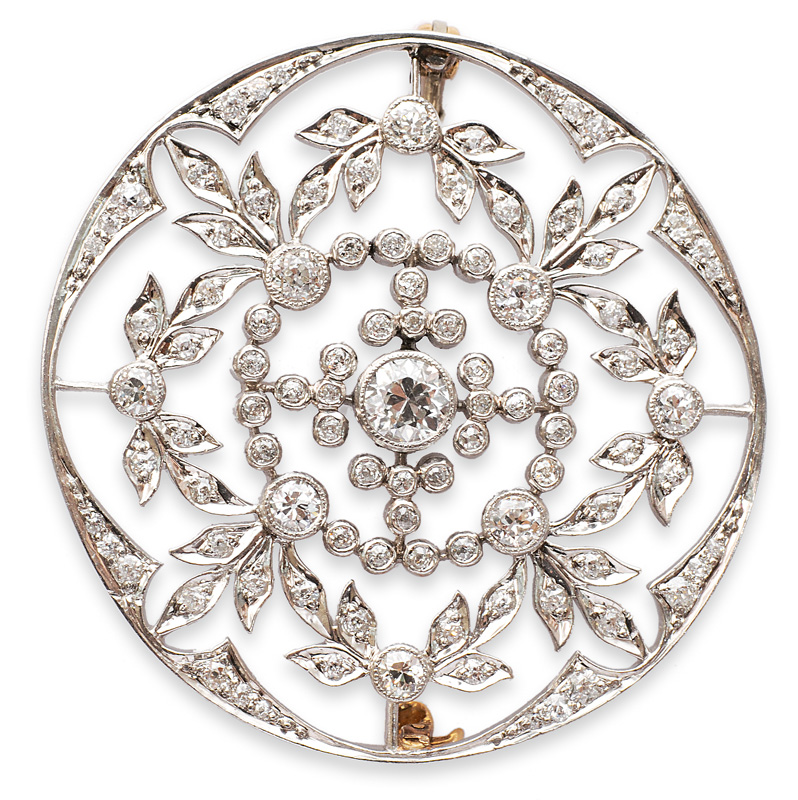 Jugendstil-Diamant-Brosche