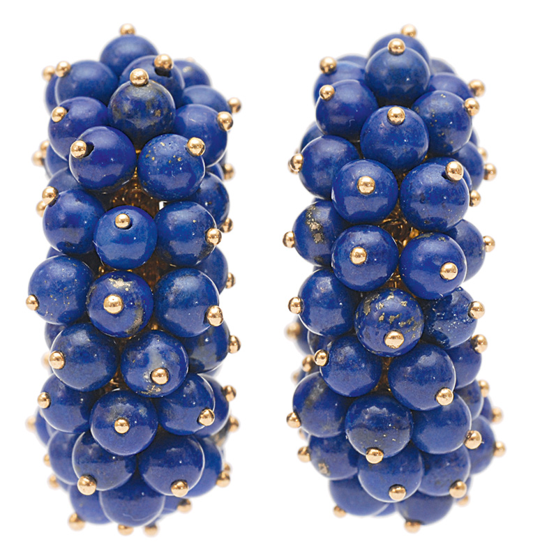 A pair of lapis lazuli earrings