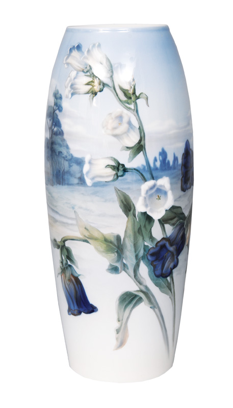 Bodenvase mit Landschafts- und Blumenmalerei