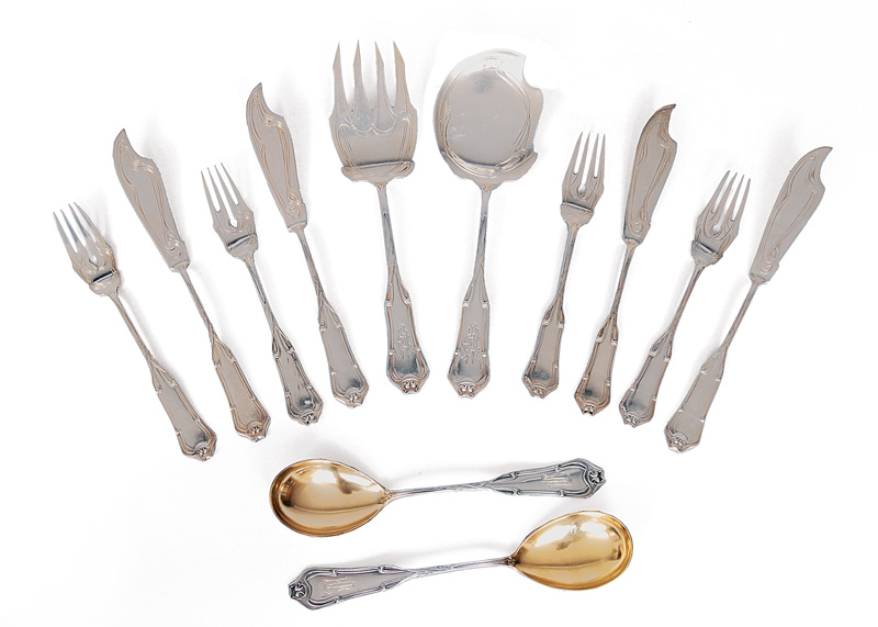 An Art Nouveau fish cutlery for 4 persons