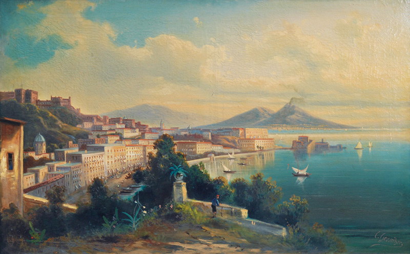 Panoramic View of Naples with Mount Vesuvius