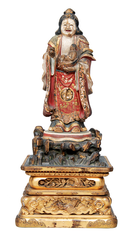 Stehende Kannon/ Kariteimo mit Kind