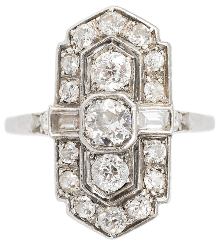 An Art-déco ring with diamonds