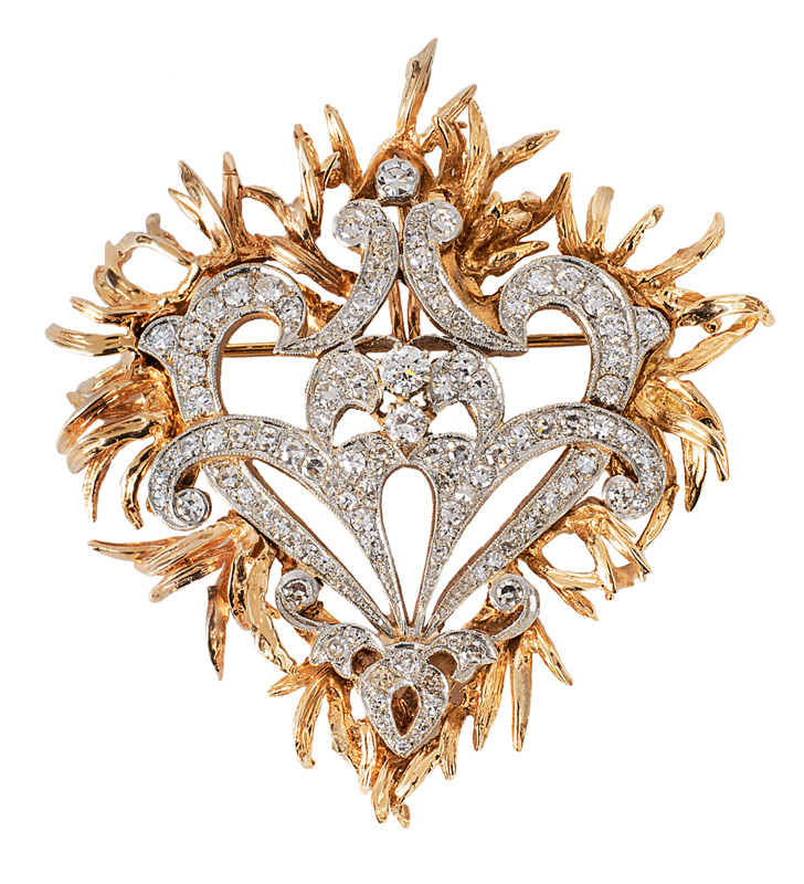 An Art-Nouveau diamond brooch