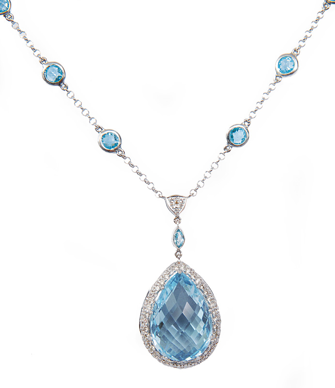 A topaz diamond necklace