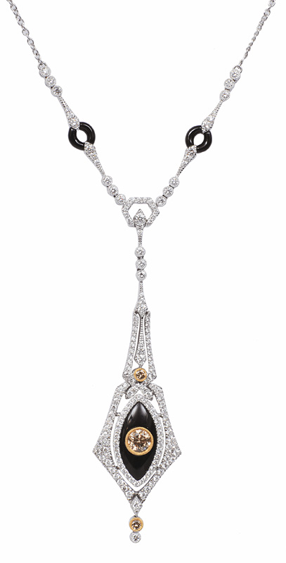 A diamond onyx necklace in Victorian style