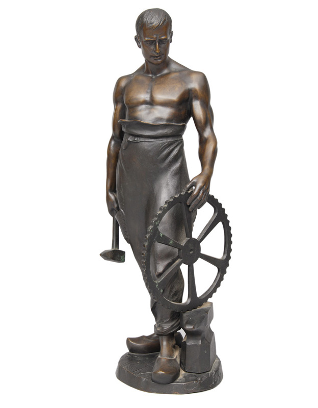 Große Bronze-Figur "Junger Schmied"