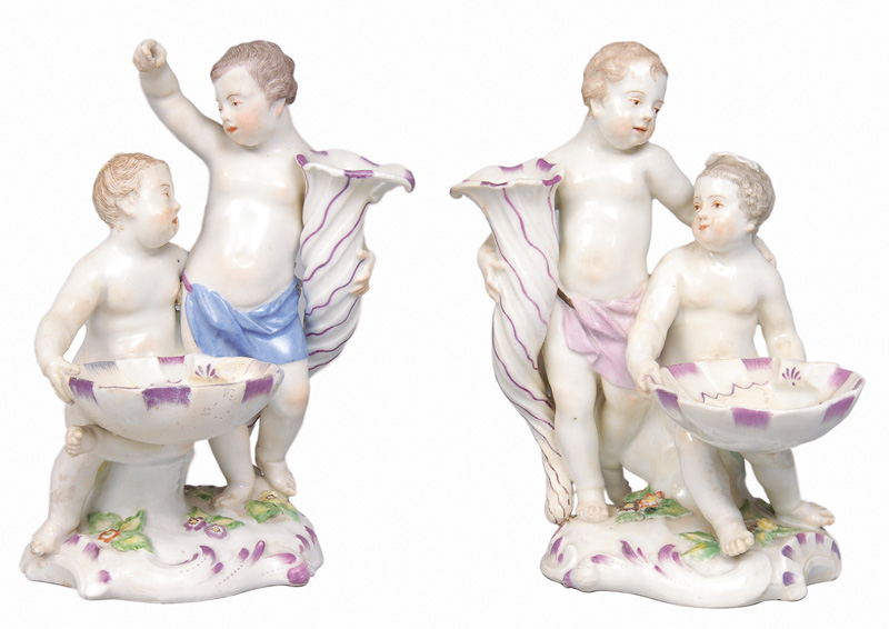 A pair of figurines "Putti with cornucopia"