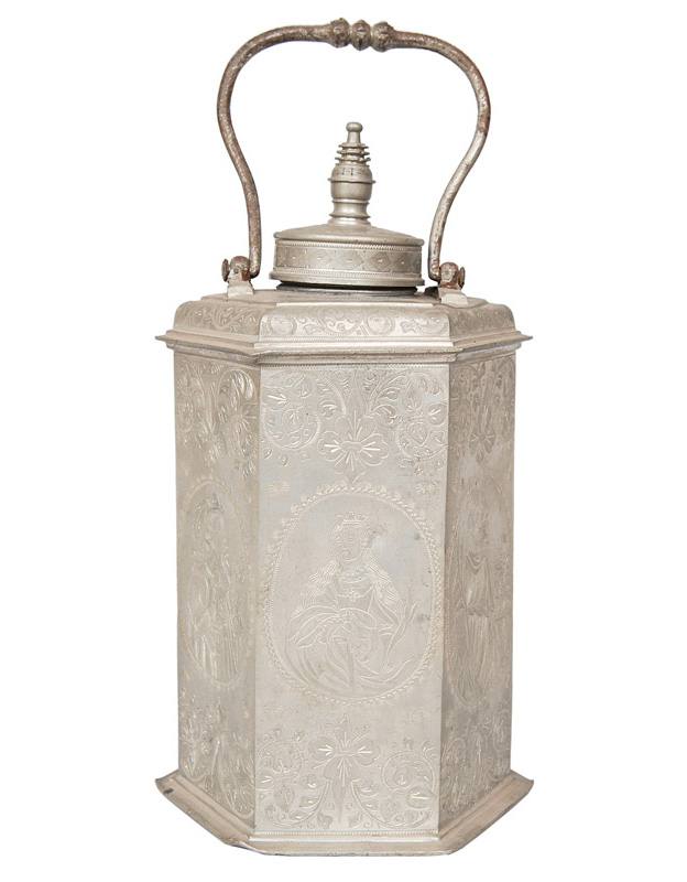 - A Baroque tankard with screw cap and engravings of allegories and Saints A Baroque tankard with screw cap and engravings of allegories and Saints