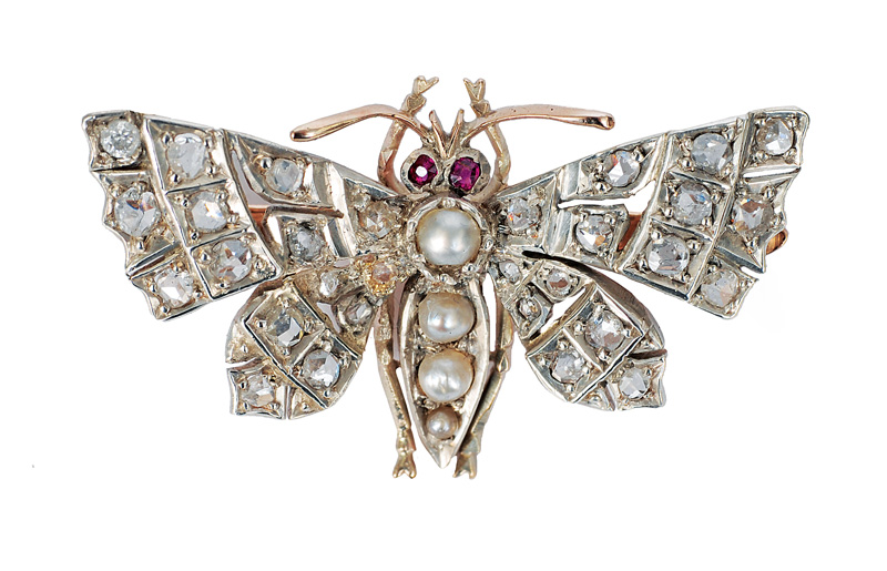 Antike Diamant-Brosche "Schmetterling"