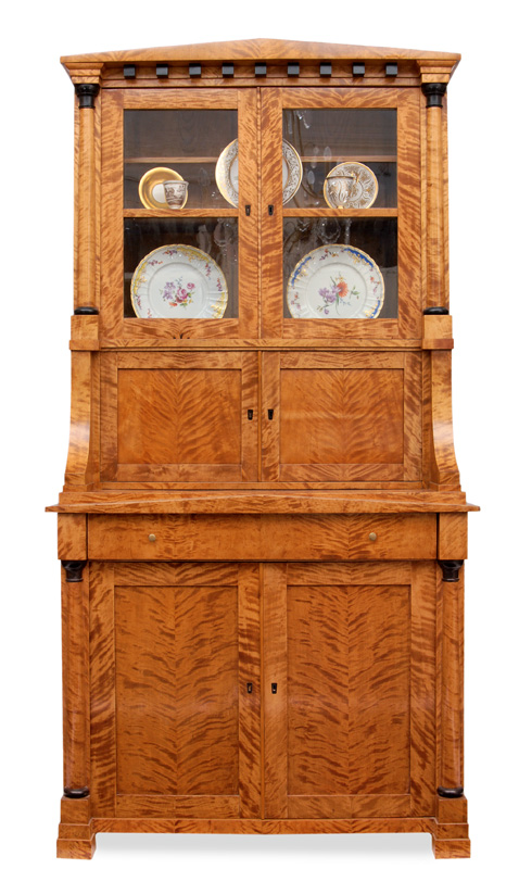 Biedermeier-Aufsatzvitrinenschrank