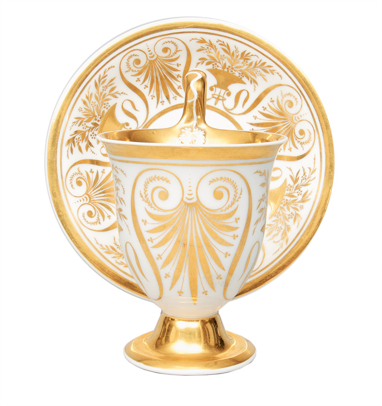 An Empire cup with gold painting