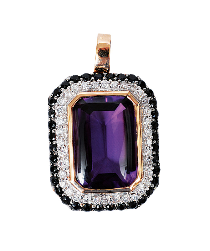 Amethyst-Anhänger mit Saphir- und Diamant-Besatz