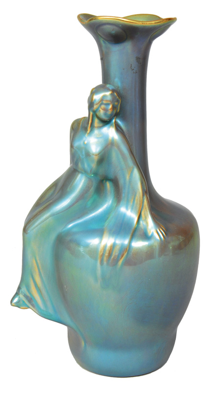 Kleine Jugendstil-Vase mit plastischer Nymphe