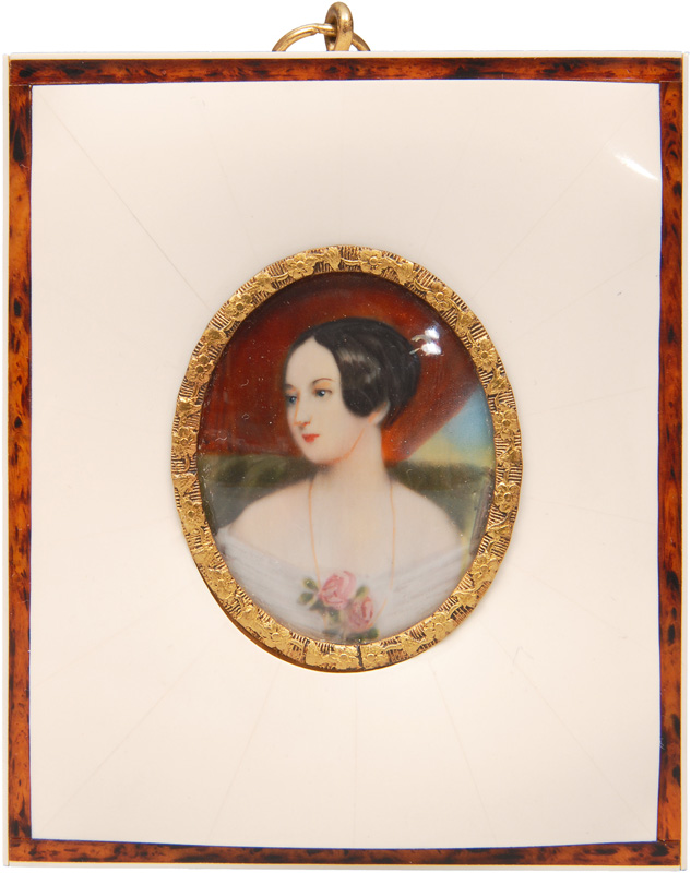 Miniatur-Portrait "Biedermeier-Dame"