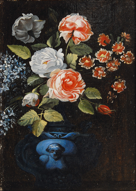 Blumenstilleben in blauer Vase