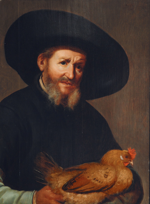 Portrait eines Herren mit Huhn