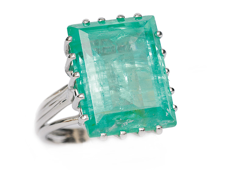 A large emerald ring
