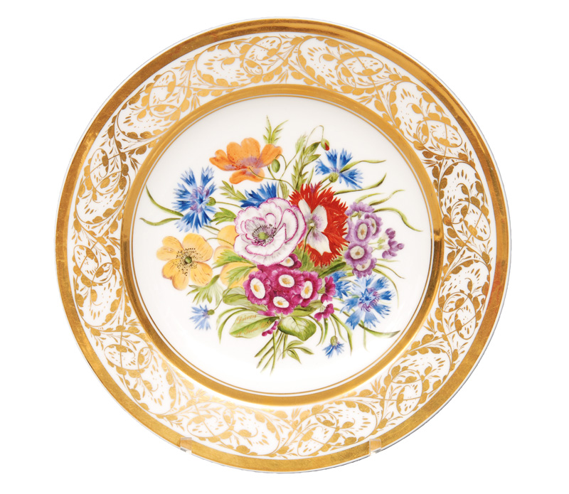 A plate with botanical flower painting