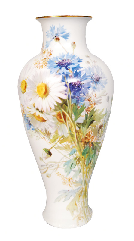 Vase mit impressionischer Blumenmalerei von Prof. Braunsdorf