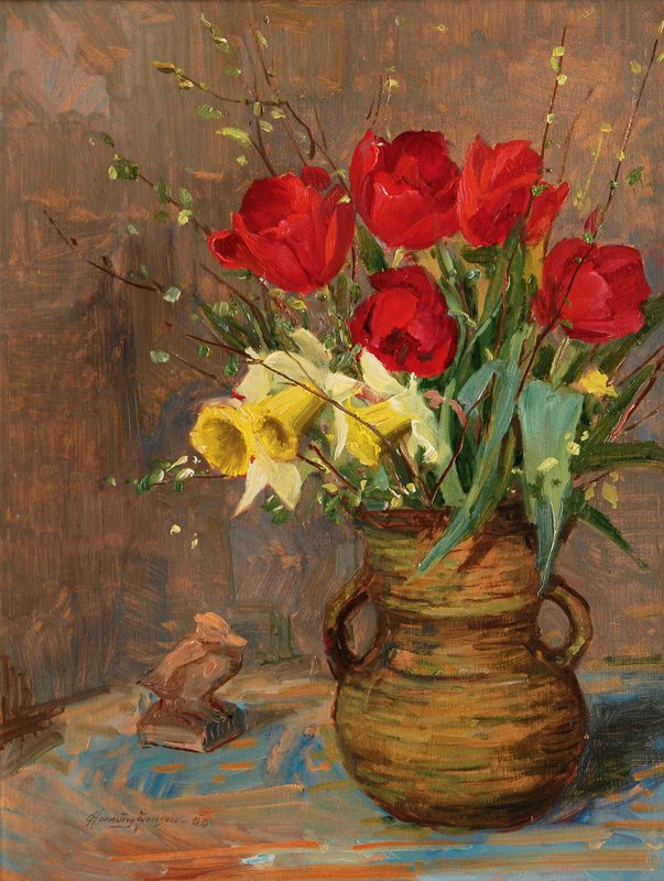 Carlo Hornung-Jensen - Flower Still Life with Tulips and Daffodils Flower Still Life with Tulips and Daffodils