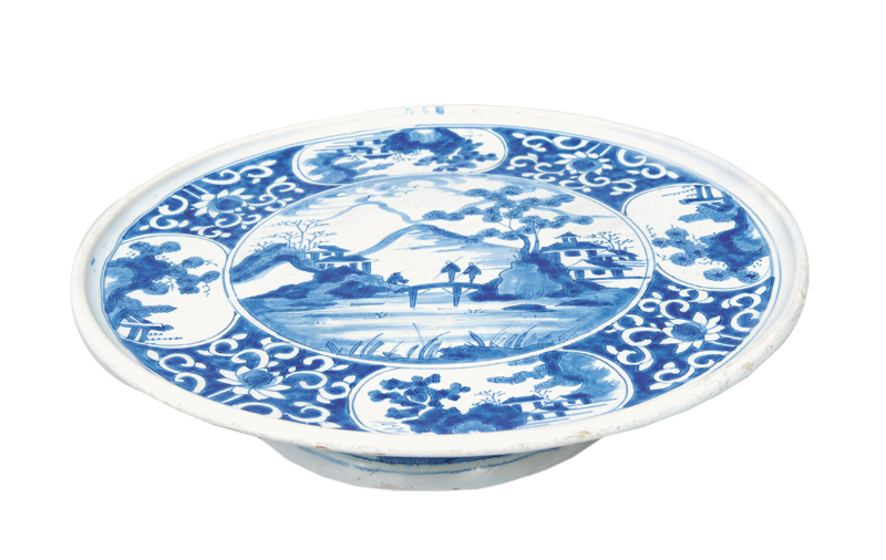 A faience centre piece with asian landscape