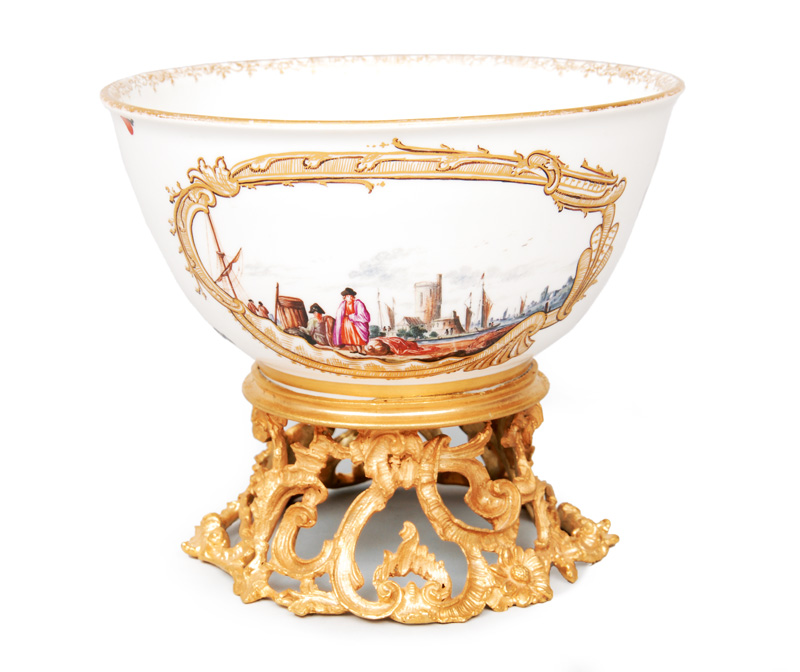 A bowl with Kauffahrtei scene of Christian Friedrich Herold