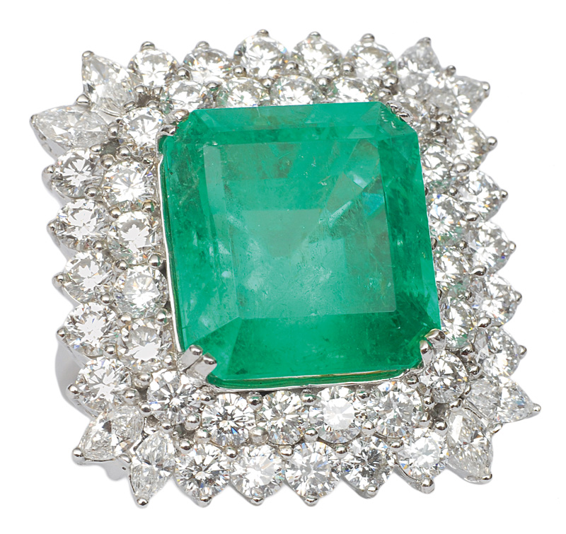 A high carat emerald diamond ring