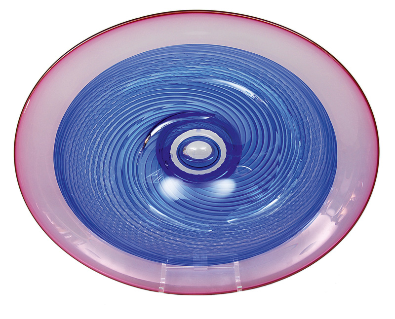 A big, modern glass bowl by Kosta Boda