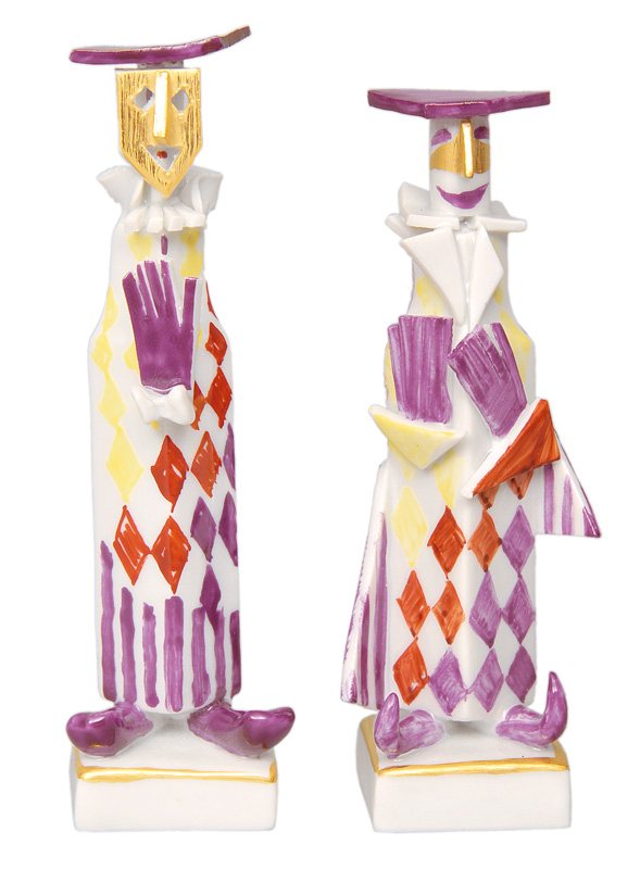 A pair of handsigned, modern figurines